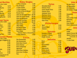 Alfredo's Méxican Food menu