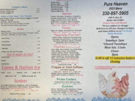 Pure Heaven menu