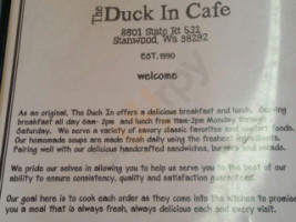 The Duck In Cafe menu