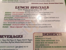 Garcia's Mexican menu