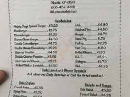 Happy Days Diner menu