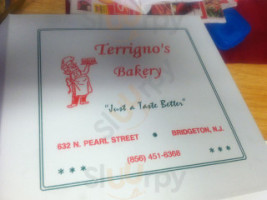 Terrigno's Bakery menu