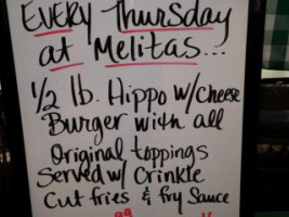 Melita's Cafe menu