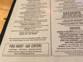 Switchback Pizza Company menu