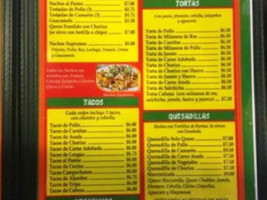 Tanias Mexican Store menu