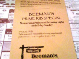 Beeman's Family menu