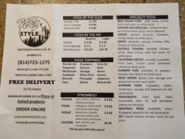 Ny Style Deli Pizza menu