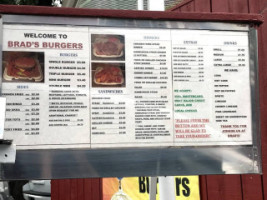 Brad's Burgers menu