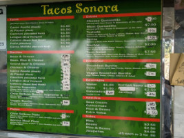 Tacos Sonora menu