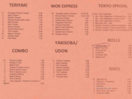 Tokyo Teriyaki menu