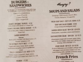 Frank's Diner menu