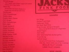 Jack's Fine Food menu