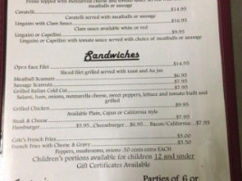 Graziano's menu