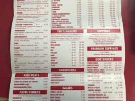 Fox's Pizza Den menu