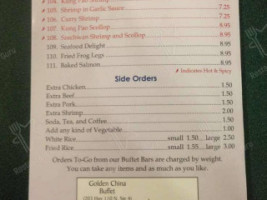 Golden China Buffet menu