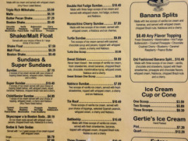 Lindy's Chili Gertie's Ice Cream menu