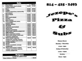 Jezepe's Pizza Subs menu