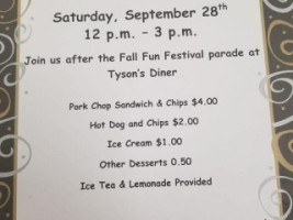 Tyson's Drive In menu