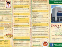 Tonino's Pizza West menu