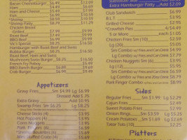 Vic's Touchdown Grill menu