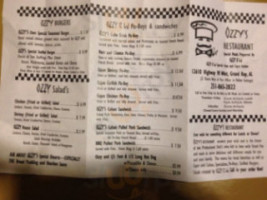 Ozzy's menu