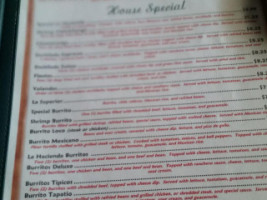 La Hacienda Mexican menu