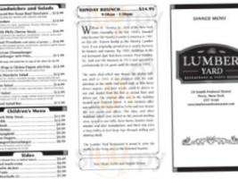 Lumber Yard menu