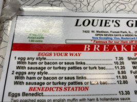 Louie's Grill menu