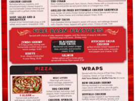 The Fire Barn menu