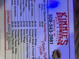 Kimmie's Sportz Page Grill menu