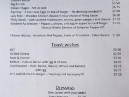 Bullfeathers Bs Canteena menu