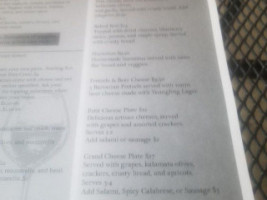 Winery 1285 menu