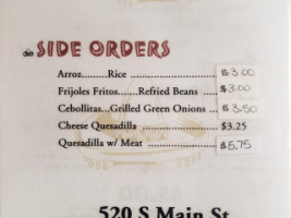 Taqueria Guerrero menu