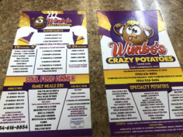 Wimbos Crazy Potatoes menu