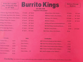 Burrito Kings menu