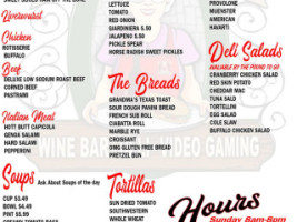 Grandma's Wine Deli menu