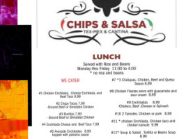 Chips Salsa Tex-mex Cantina menu