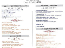 Josephine's Downtown menu