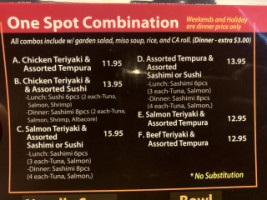 Sushi One Spot menu