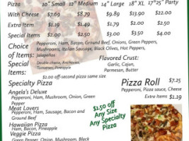 Angela's Pizzeria menu