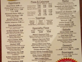 Milano's Pizza menu