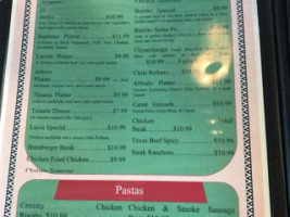 Anita's Tex Mex menu