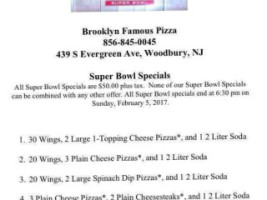 Brooklyn Famous Pizza menu