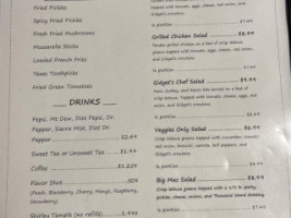 Gidget's Diner menu