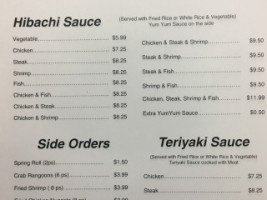 Hibachi Express menu