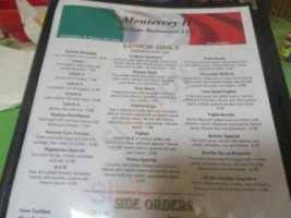 Monterrey Mexican Ii menu