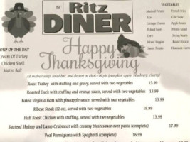 Ritz Diner menu