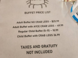 Captain Jim's Seafood Buffet menu