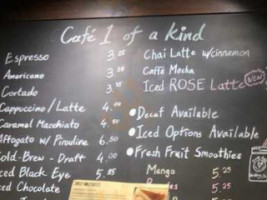 Cafe 1 Of A Kind menu