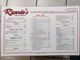 Ricardo's menu